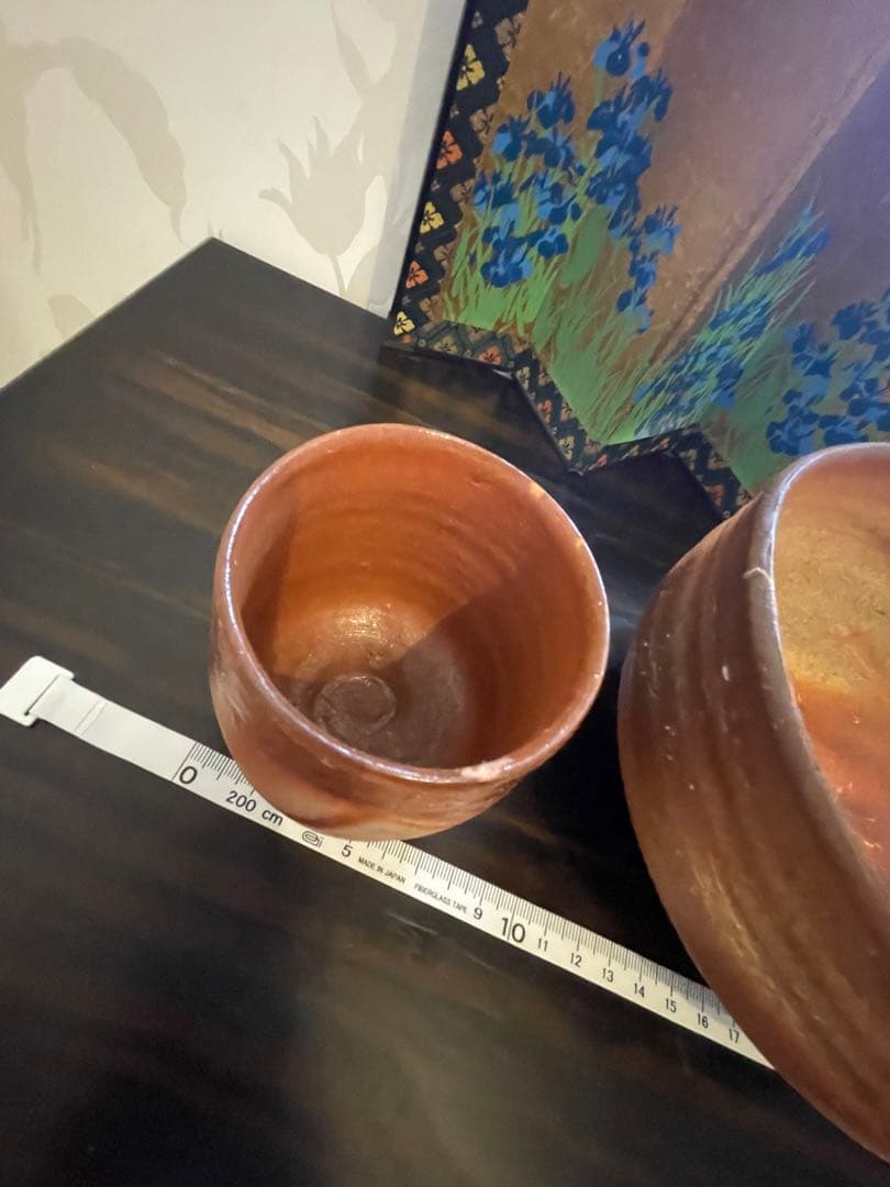 未使用　作家物　備前焼　湯呑み　陶器製お猪口 手作り陶器 ボウルとカップセット