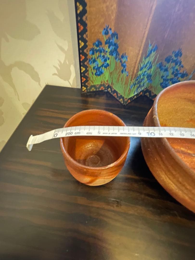 未使用　作家物　備前焼　湯呑み　陶器製お猪口 手作り陶器 ボウルとカップセット