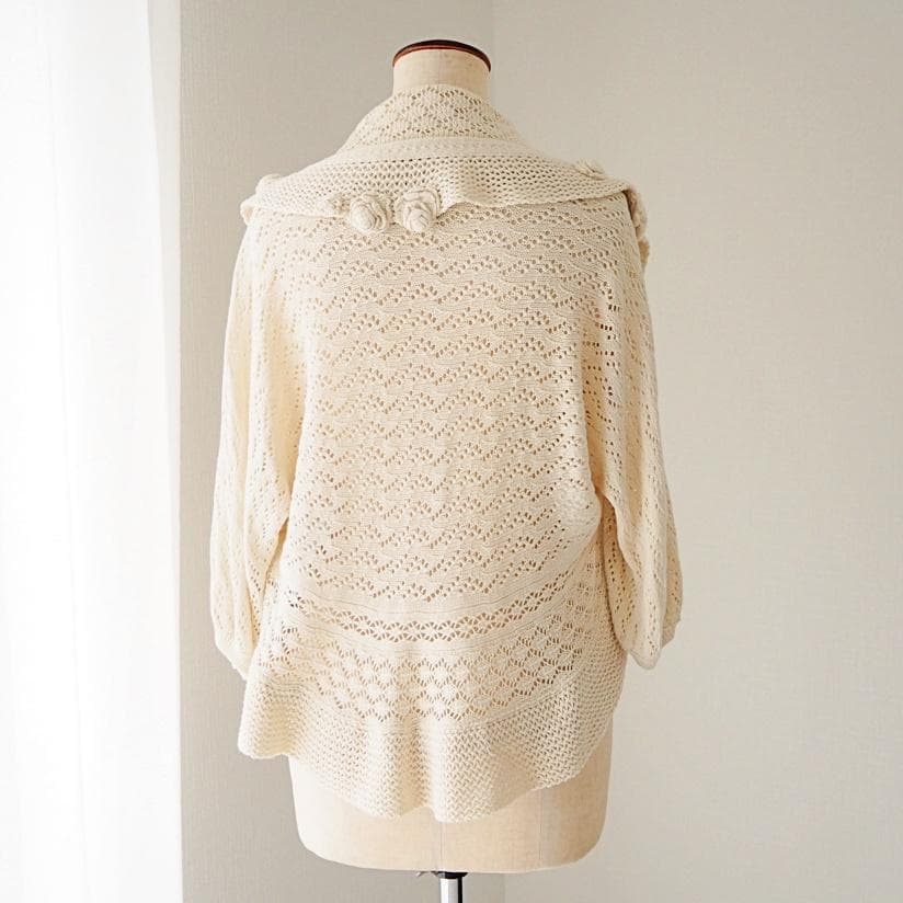 INGEBORG インゲボルグ シルクカシミヤ混 レース編み カーディガン