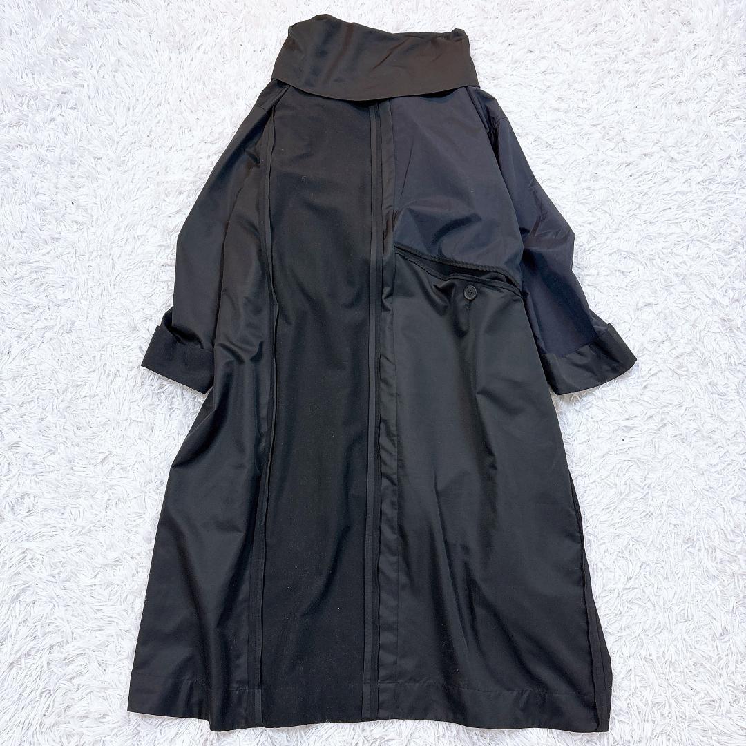 希少【極美品】MOYURU ロングコート 異素材切替 オーバーサイズ 黒 M−L