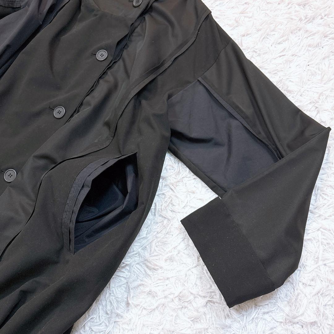 希少【極美品】MOYURU ロングコート 異素材切替 オーバーサイズ 黒 M−L