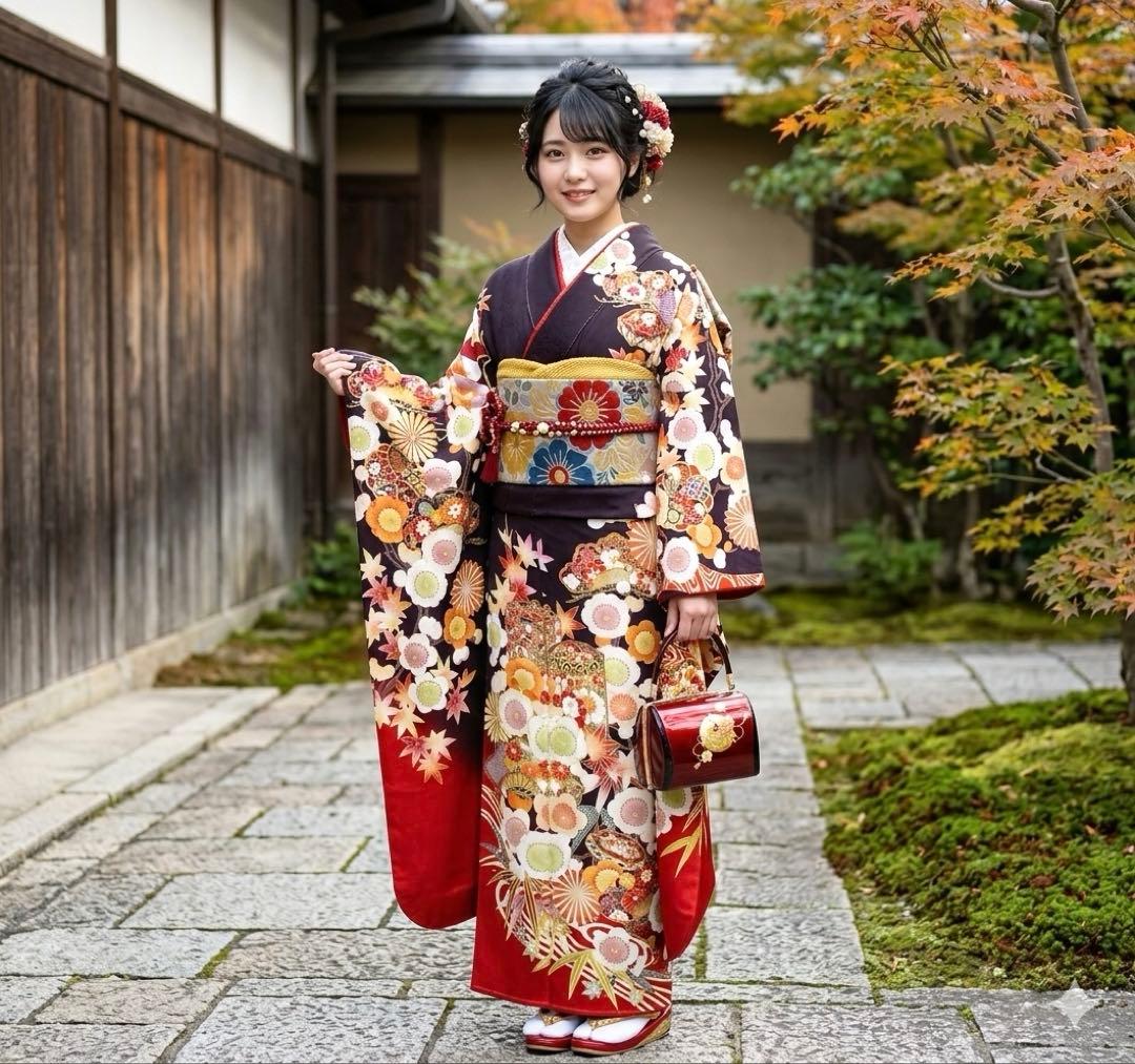 新品 振袖フルセット 西陣織 袋帯 成人式 前撮り 古典柄 裄69 袖丈110