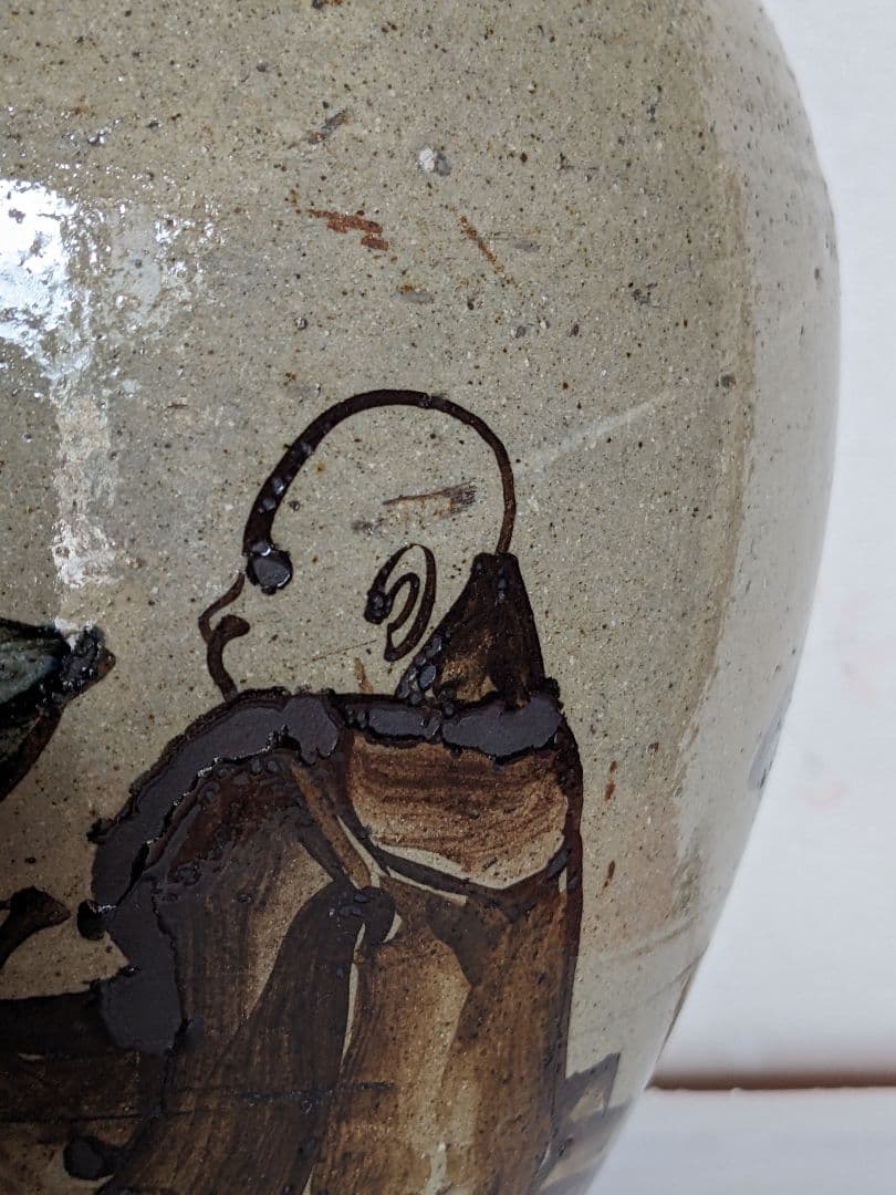 ♦作品少数 乾山焼？三浦乾也 時代絵巻図壺 瓶 花瓶 置物飾りレア物 骨董品