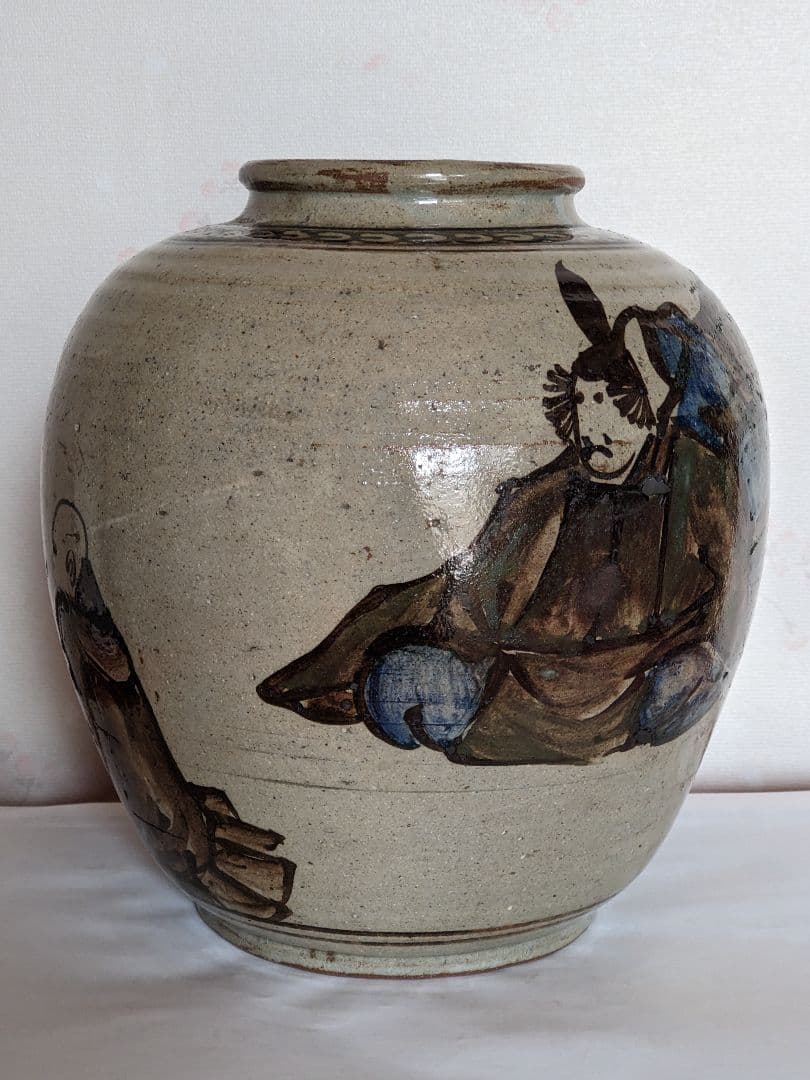 ♦作品少数 乾山焼？三浦乾也 時代絵巻図壺 瓶 花瓶 置物飾りレア物 骨董品
