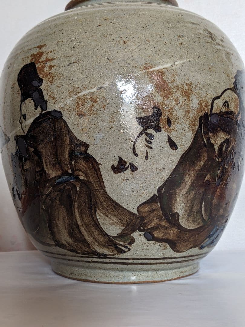 ♦作品少数 乾山焼？三浦乾也 時代絵巻図壺 瓶 花瓶 置物飾りレア物 骨董品