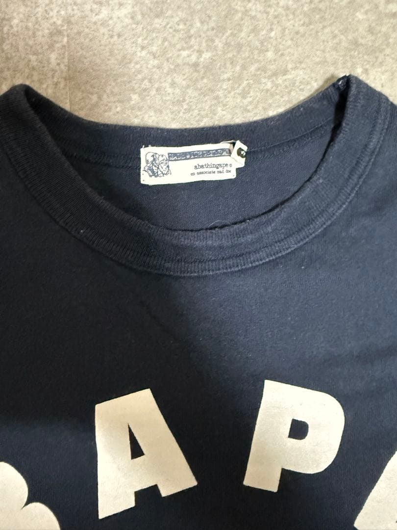 BAPE ネイビー Tシャツ ロゴプリント　90s 初期タグ