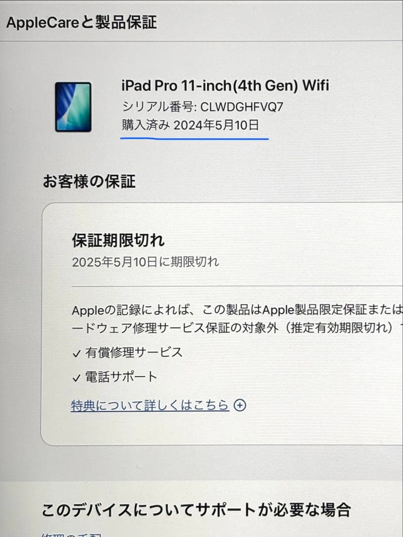 iPad Pro M2 第4世代 11インチ 128GB バッテリー容量100%