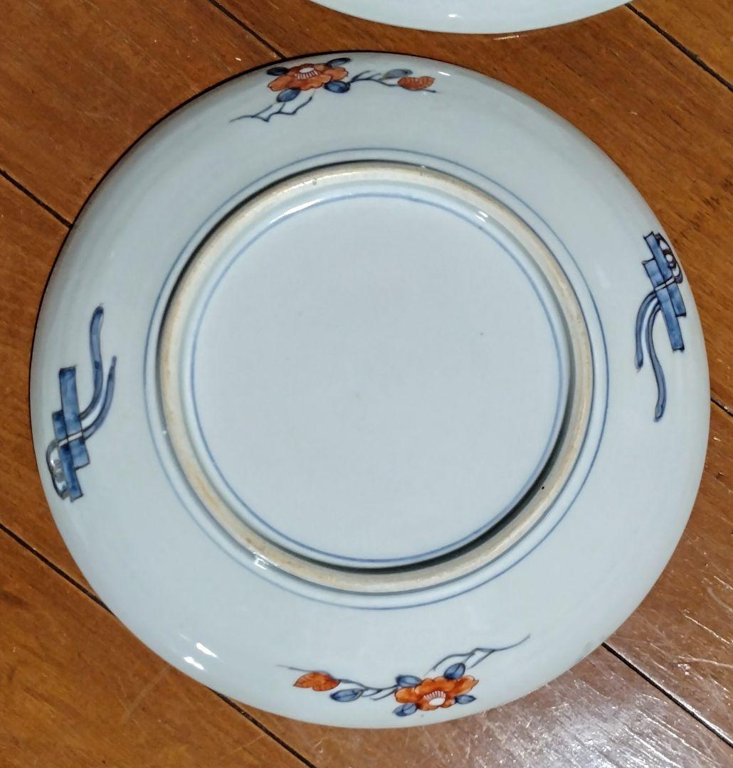 明治〜大正時代物 花絵図の陶磁器皿 5枚セット
