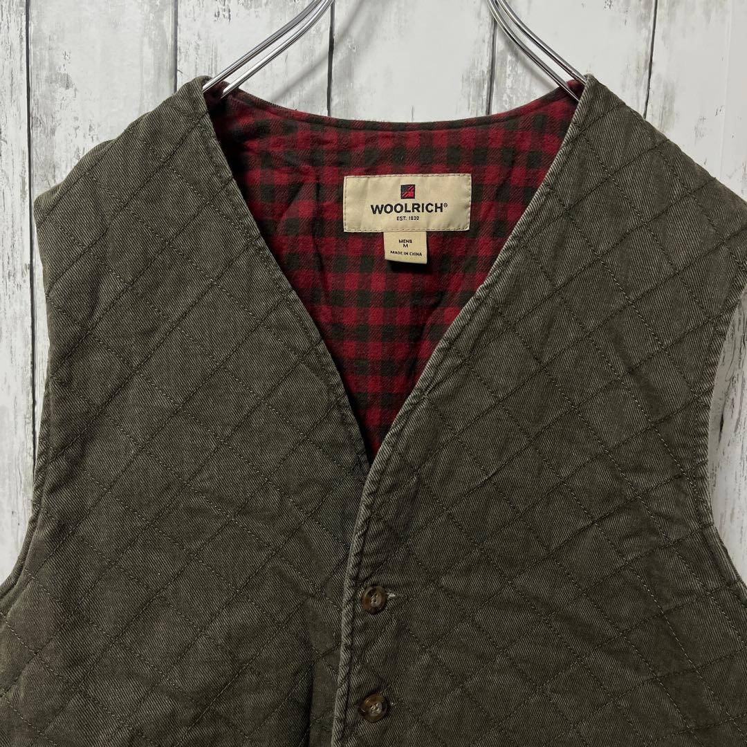 C2982 WOOL RICH キルティングベスト Mサイズ オリーブグリーン