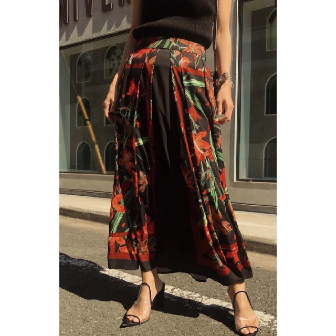 アメリヴィンテージ SCARF FLARE SKIRT 花柄ロングスカート