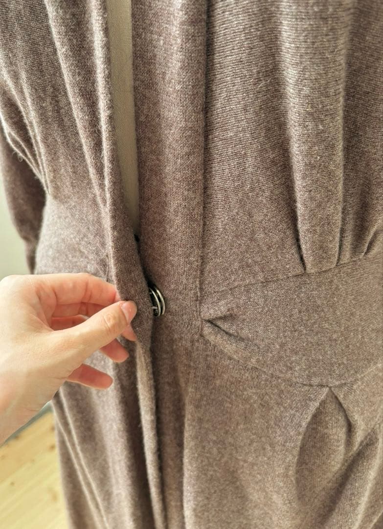 ブルネロクチネリ　カシミヤ　ブラウン ロングカーディガン ベルト付き