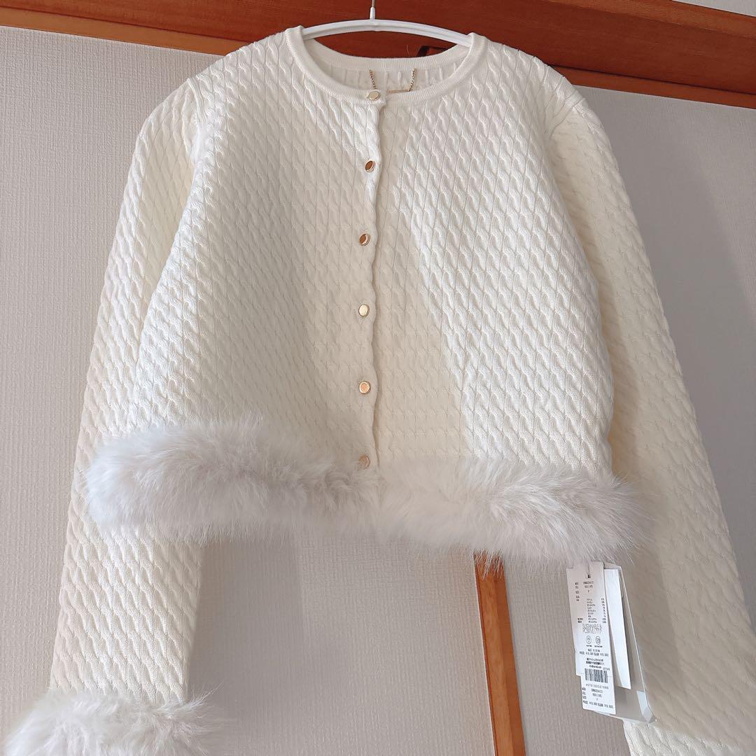 セルフォード　カシミア混ファートリムカーディガン