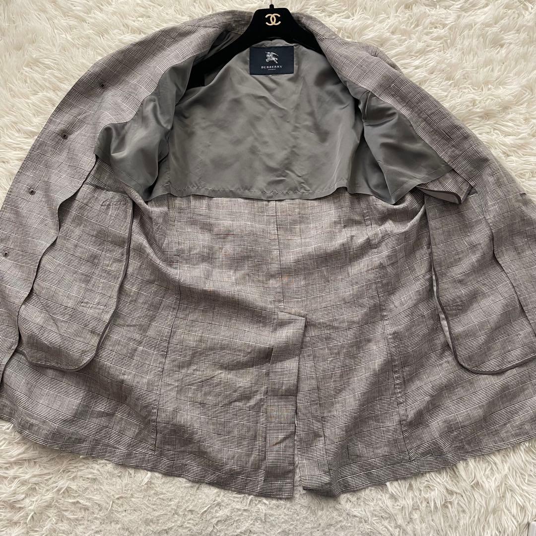 BURBERRY LONDON 麻100% 千鳥柄　トレンチ　コート　ジャケット