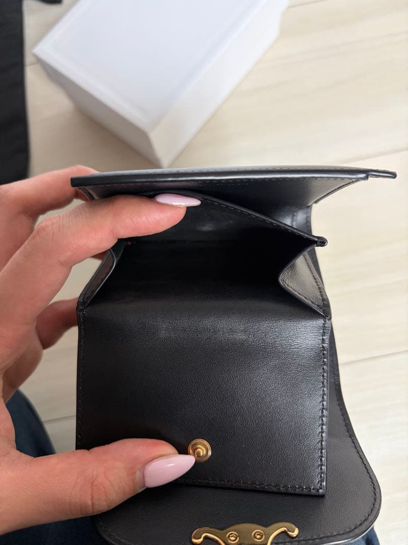 CELINE 三つ折り財布 黒 ゴールド金具 セリーヌ トリオンフ