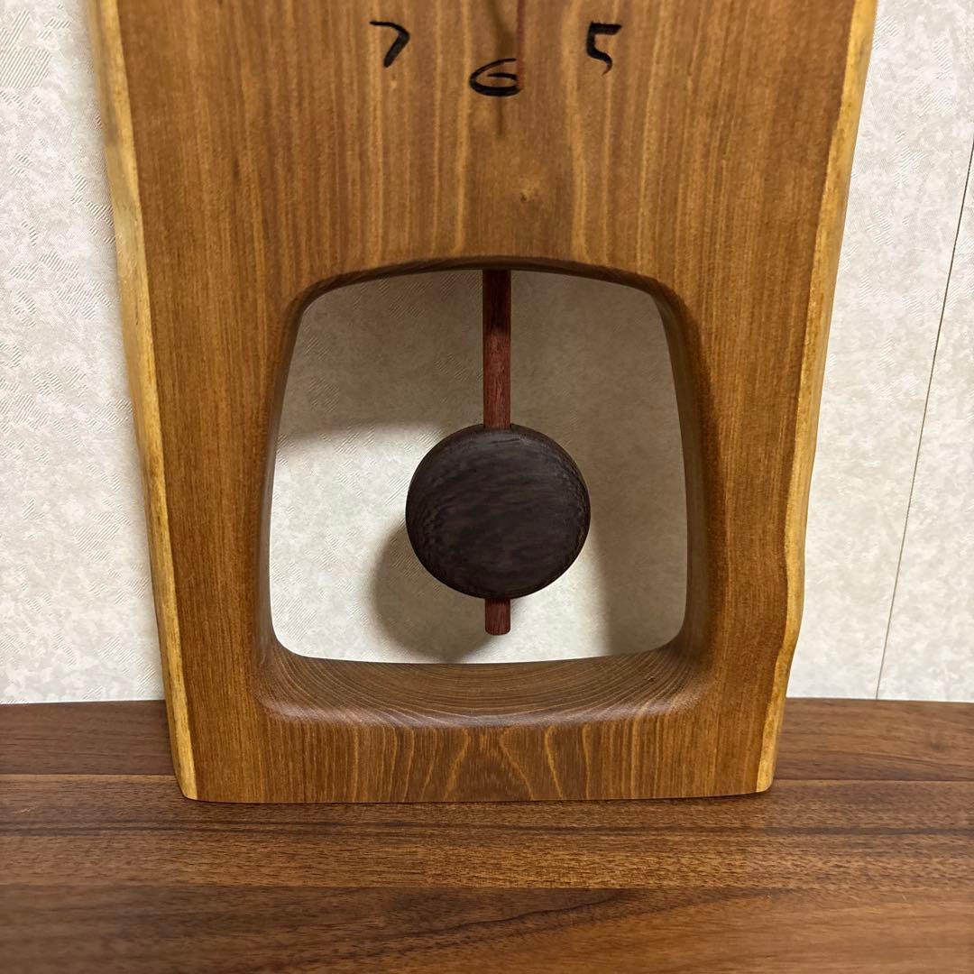【極美品】木の振り子時計 エンジュ 無垢材 壁掛け時計