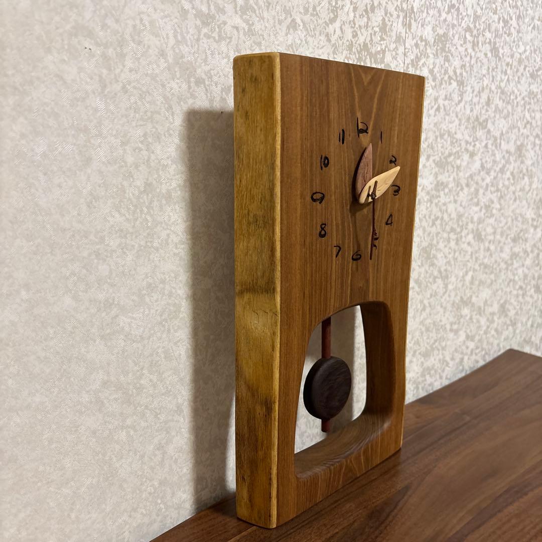 【極美品】木の振り子時計 エンジュ 無垢材 壁掛け時計