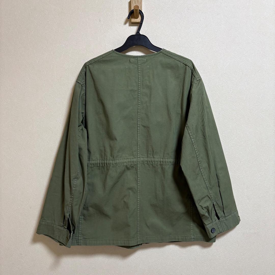新品 PUAL CE CIN ノーカラーミリタリージャケット カーキ