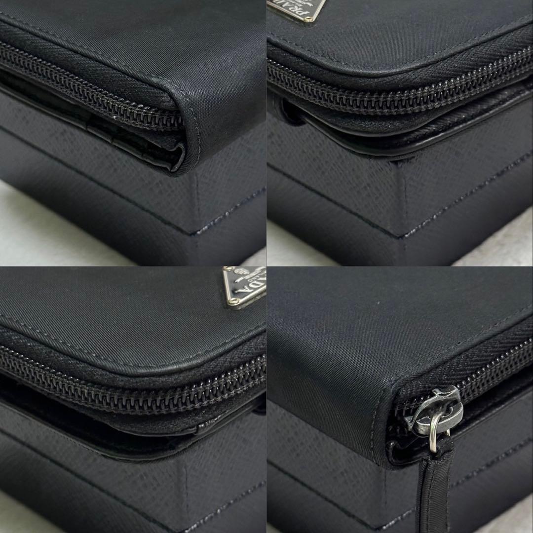 PRADA プラダ　折り財布　ナイロン　三角ロゴ　ラウンドファスナー　ブラック