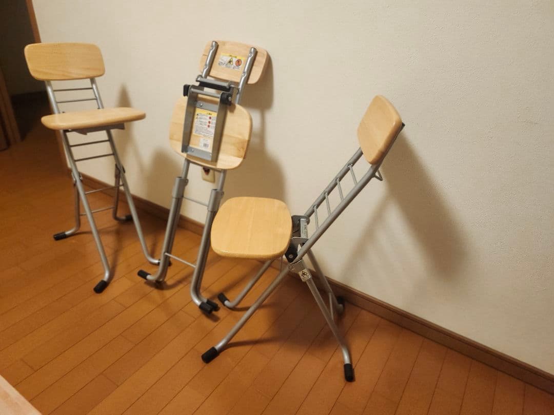 折りたたみ式デスクチェア 3脚セット　リリィチェア　M