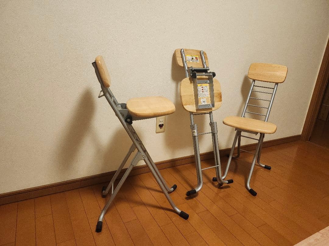 折りたたみ式デスクチェア 3脚セット　リリィチェア　M