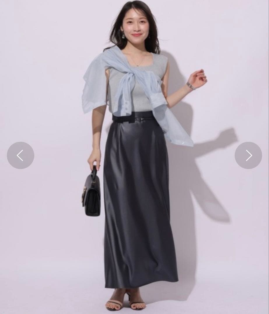 【新品】Apuweiser-riche ベルト付きサテンナロースカート