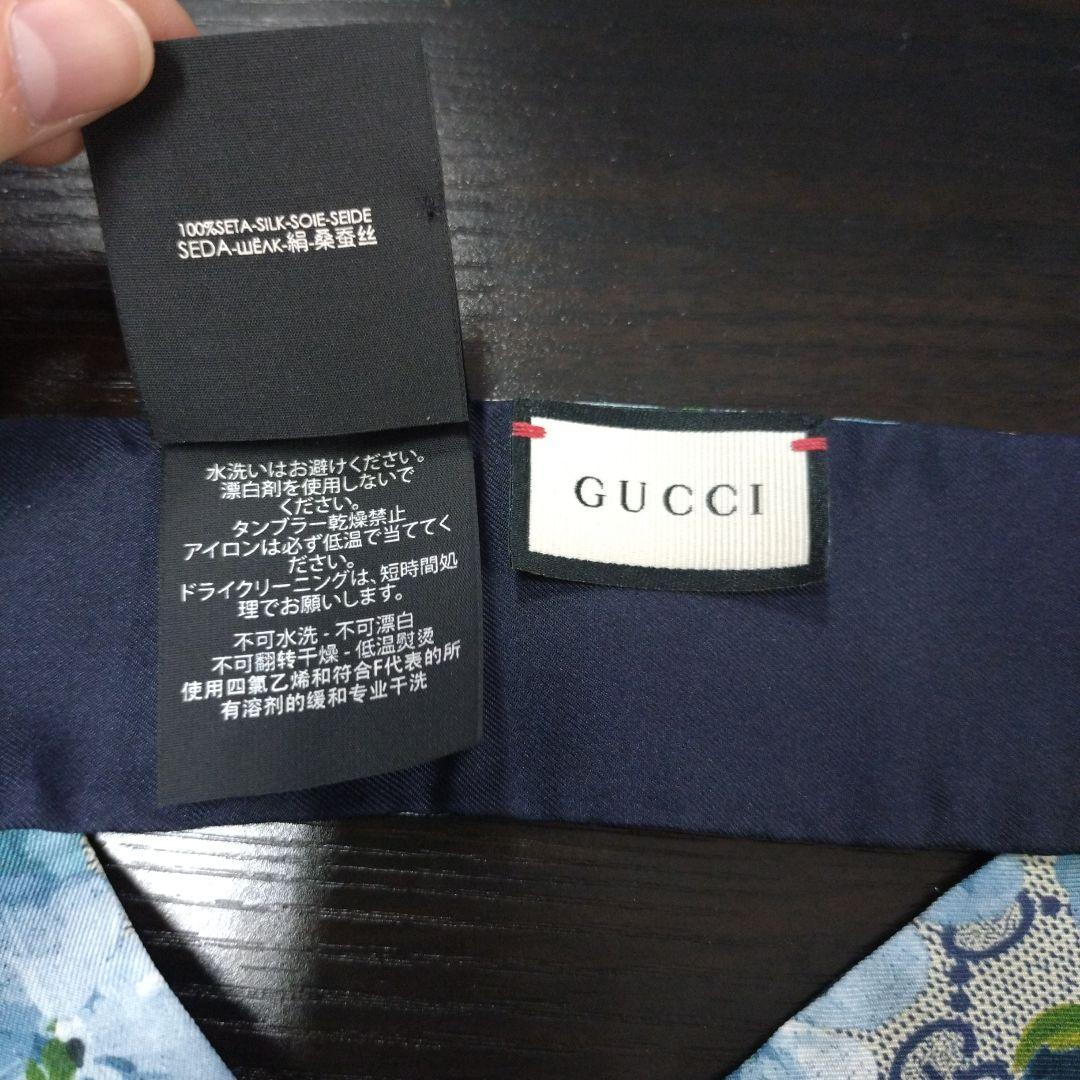 k*i様 【美品】GUCCI スカーフ GG ブルームス ネックボウ 花柄 紺色