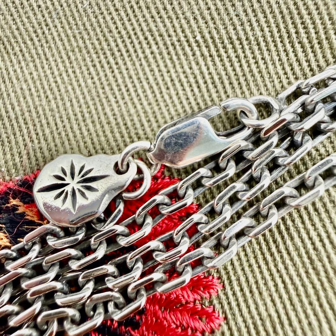 美品　SAAD シルバー細角チェーン　2.5mm幅　50センチ