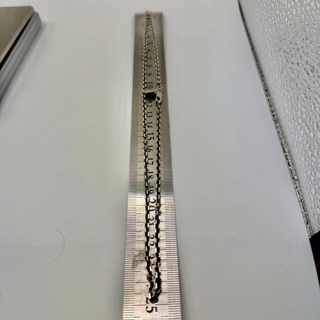 美品　SAAD シルバー細角チェーン　2.5mm幅　50センチ