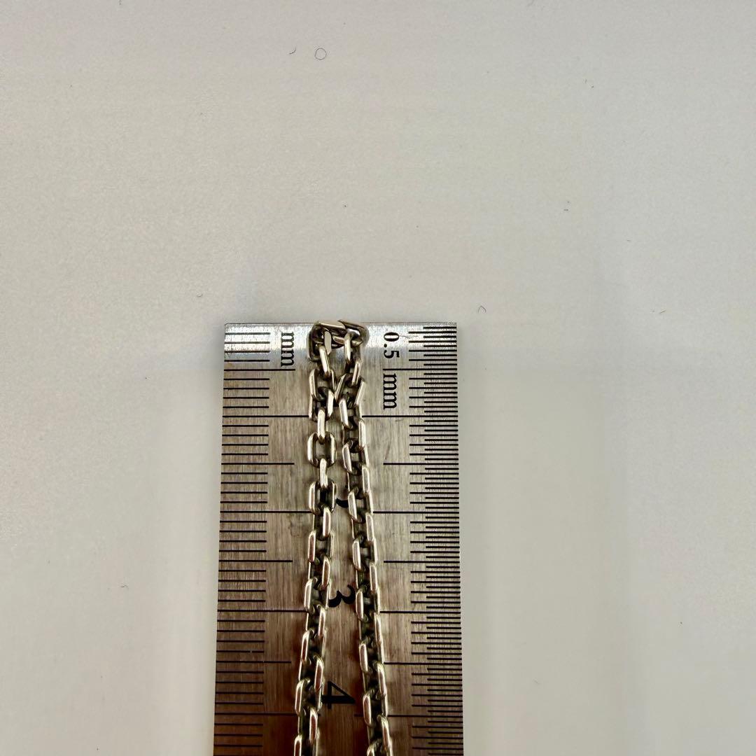 美品　SAAD シルバー細角チェーン　2.5mm幅　50センチ