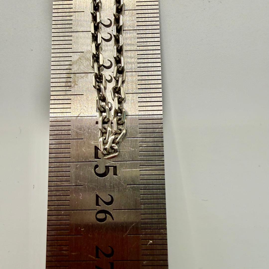 美品　SAAD シルバー細角チェーン　2.5mm幅　50センチ