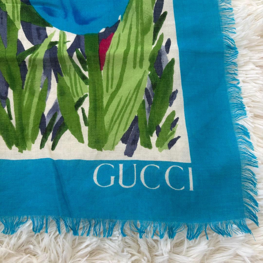GUCCI ストール ウール× シルク ショール マフラー　フローラル 花柄