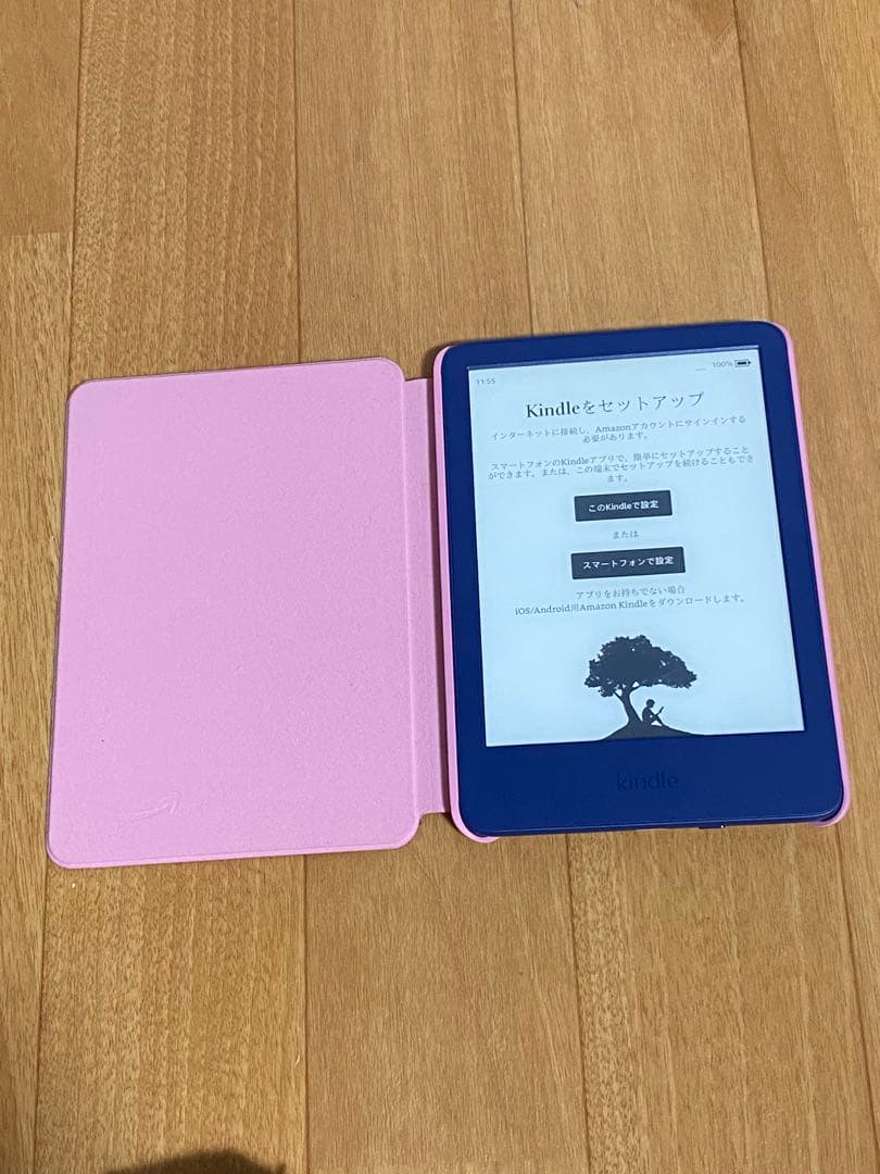【美品】Kindle (第11世代) 本体ネイビー 16GB ピンクのケース付