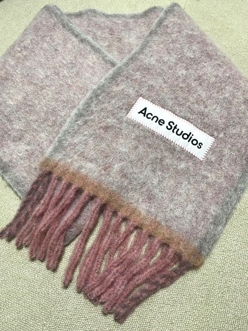 新品 Acne Studios ウールマフラー ダスティピンク