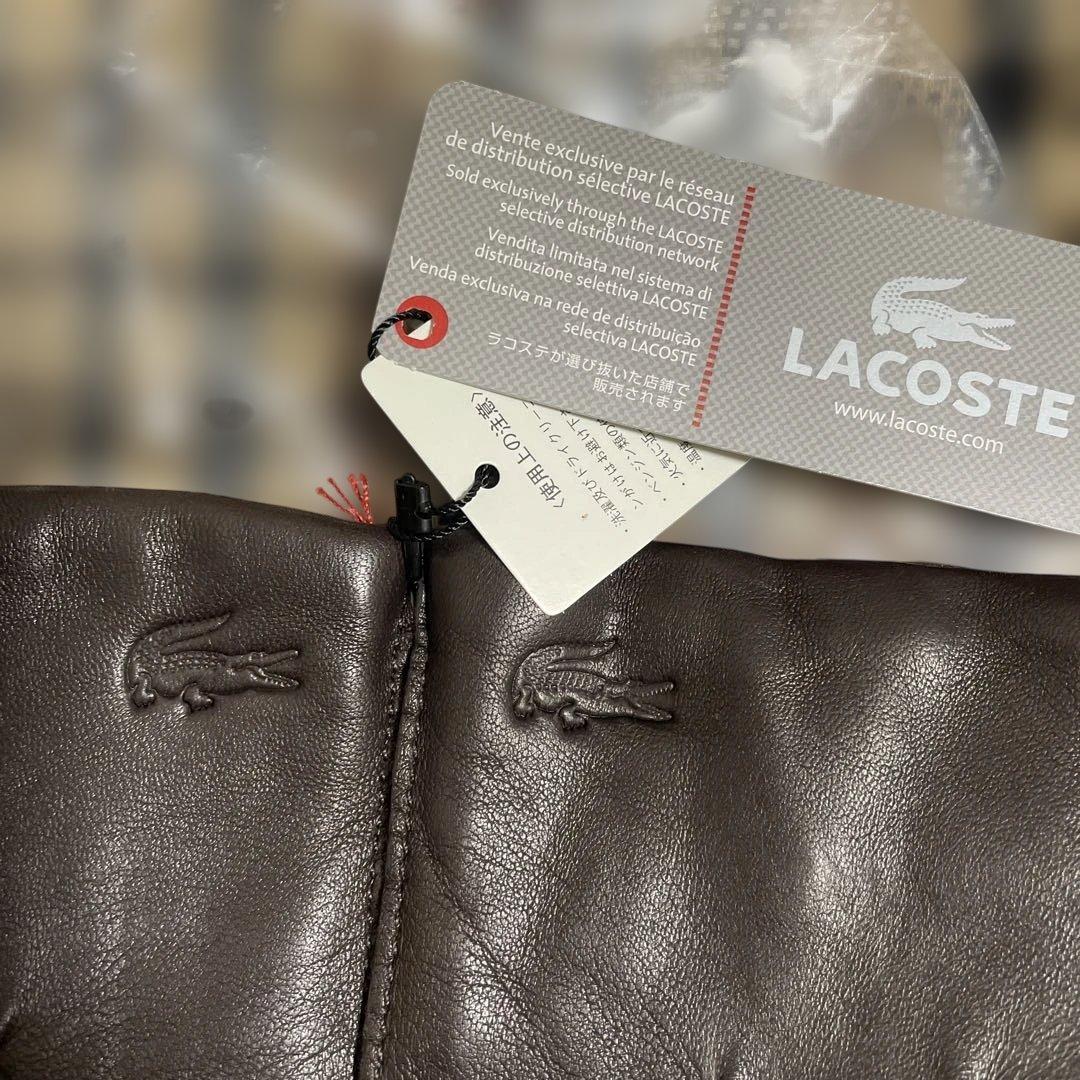 【新品タグ付】最終価格LACOSTE/本革レザー手袋インナー100%ウール素材