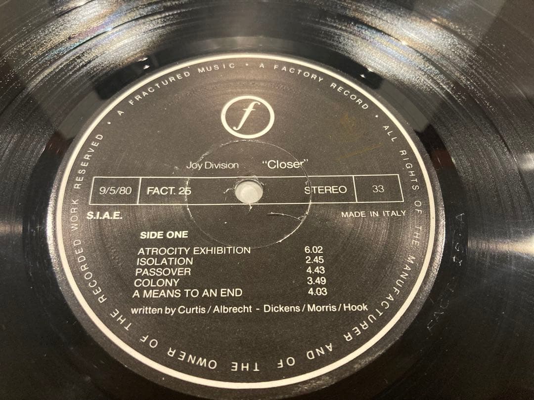 JOY DIVISION ジョイ ディヴィジョン CLOSER LP イタリア盤