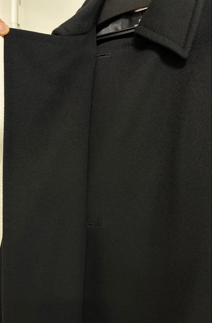 美品11号 イネドINED カシミヤ100%ラップ風チェスターコート黒フォーマル