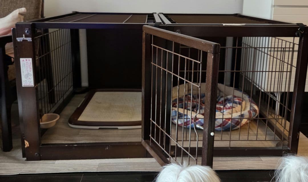 【期間限定】kiinus 犬用サークル 木製 ダークブラウン 2エリア
