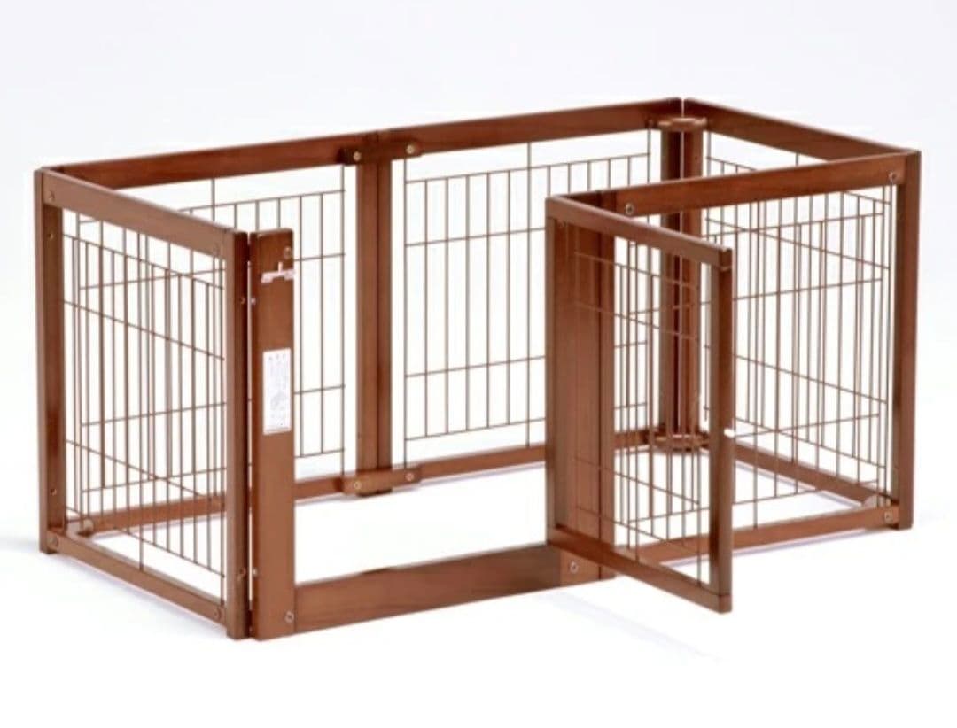 【期間限定】kiinus 犬用サークル 木製 ダークブラウン 2エリア
