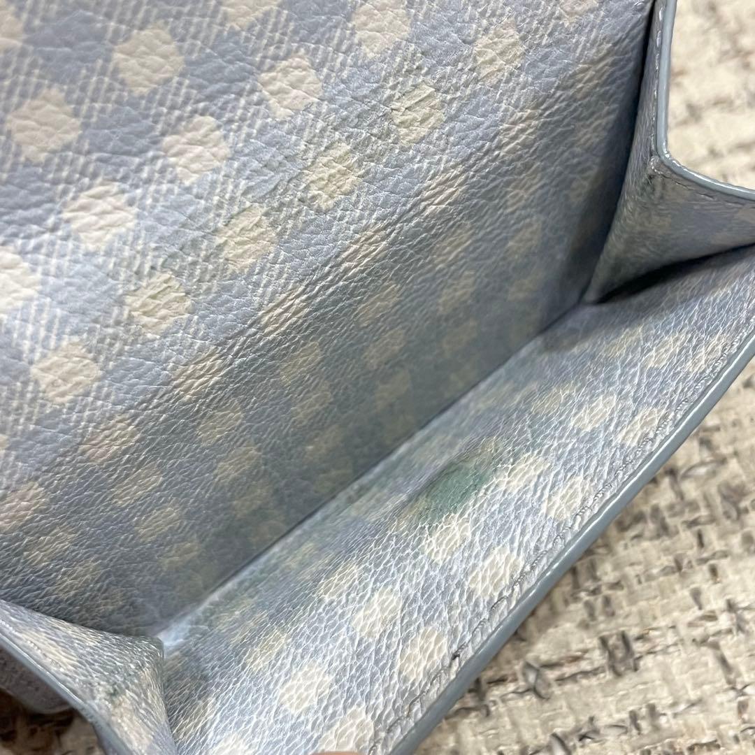 美品　ミュウミュウ　三つ折り　財布　ギンガムチェック　レザー　金具　ロゴ