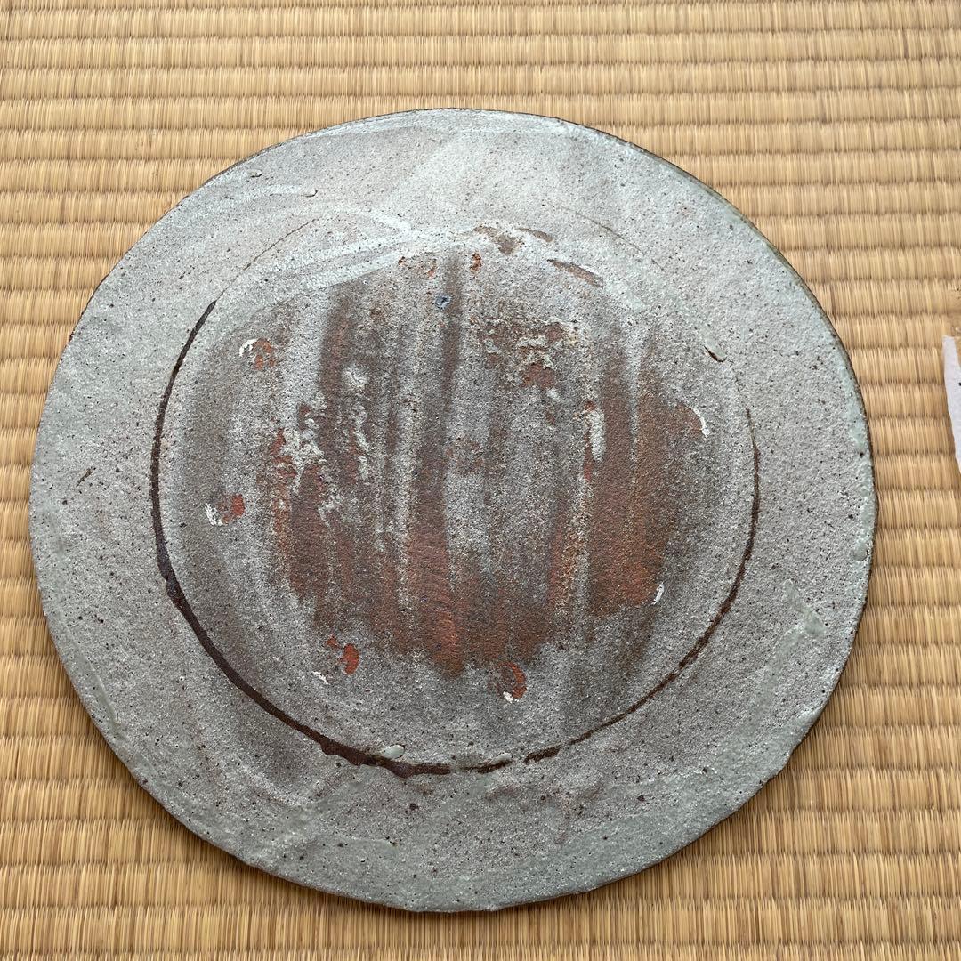 飾り皿　インテリア　益子焼　武田敏夫作　大皿　地掛草文皿　未使用品
