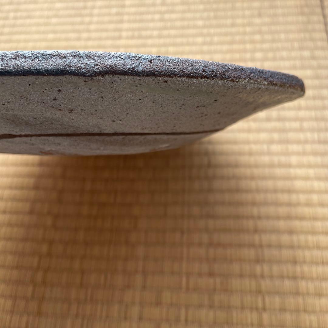 飾り皿　インテリア　益子焼　武田敏夫作　大皿　地掛草文皿　未使用品