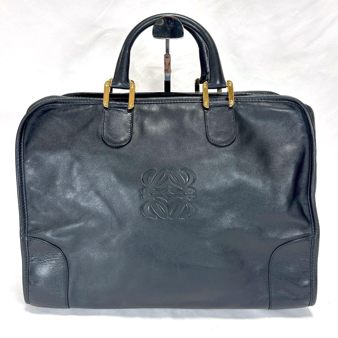 ロエベ　LOEWE ミニボストンバッグ　ブラック　アナグラムロゴ　レザー　黒