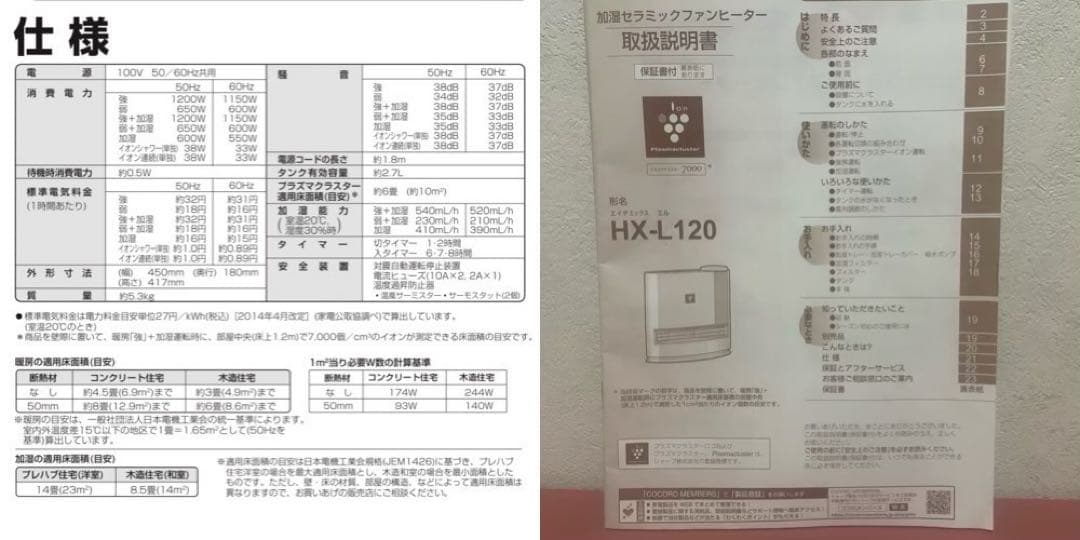 美品　加湿セラミックファンヒーター SHARP HX-J120-W 加湿 暖房