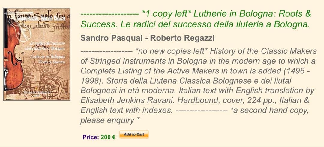 絶版　希少Lutherie in Bologna Roots & Success