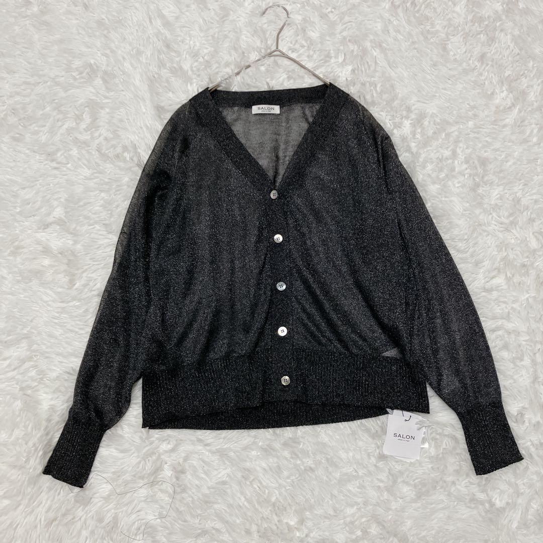 新品タグ付 SALON adam et ropé ブライトラメVネックシアー