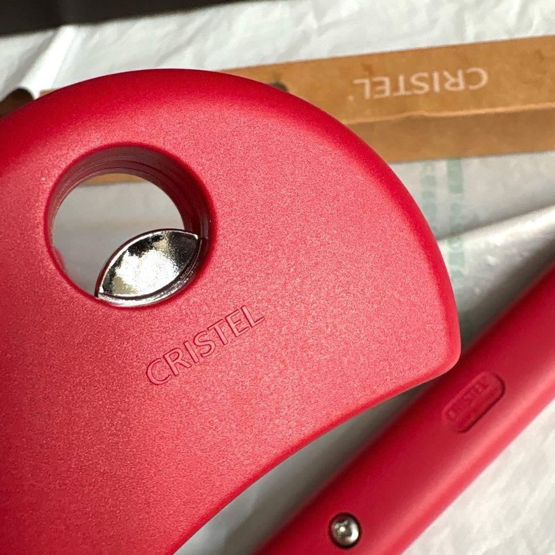 美品クリステル鍋用ハンドルCRISTELグリップ　赤.ラズベリー.取っ手.セット