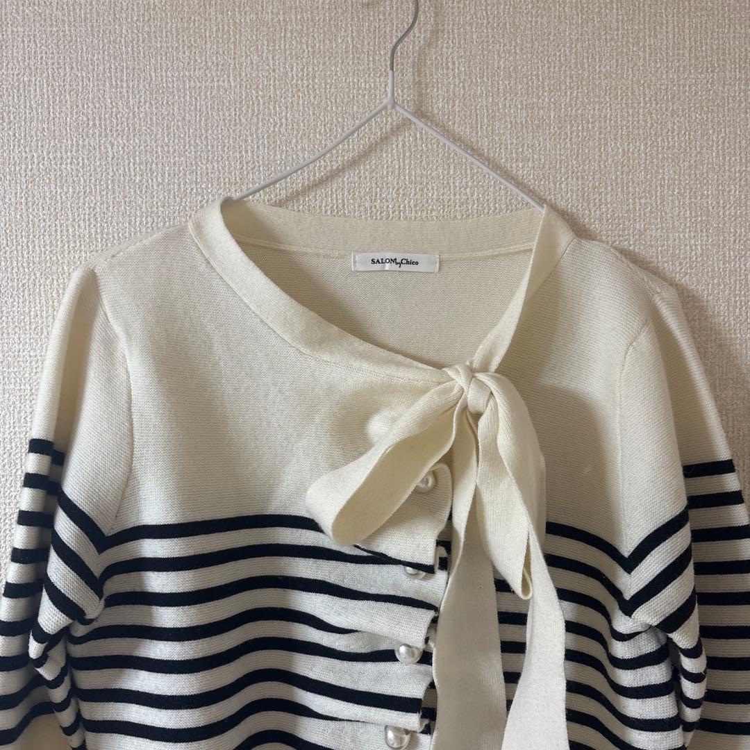 専用出品 SALON by Chico フロントリボンパールフリルトップス