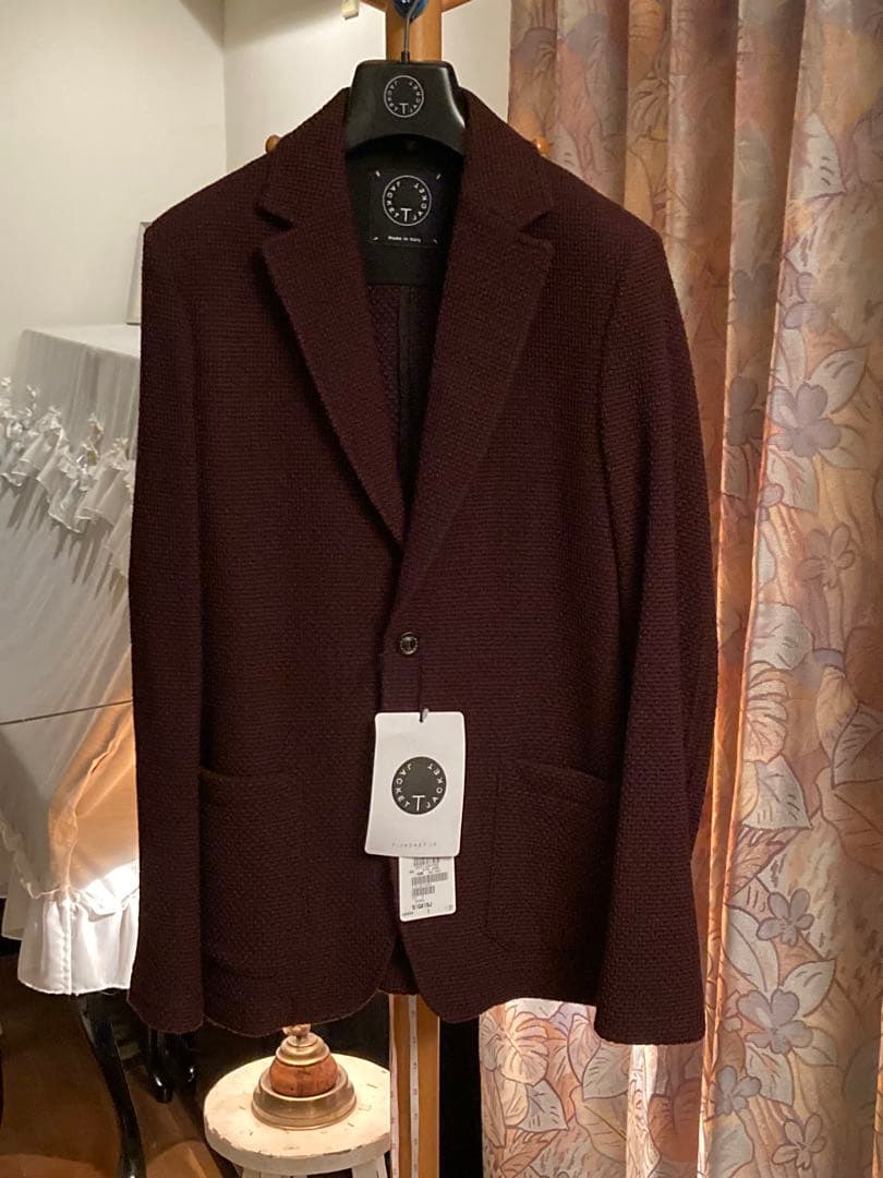 新品タグ付T-JACKET バーガンディジャケット made in italy