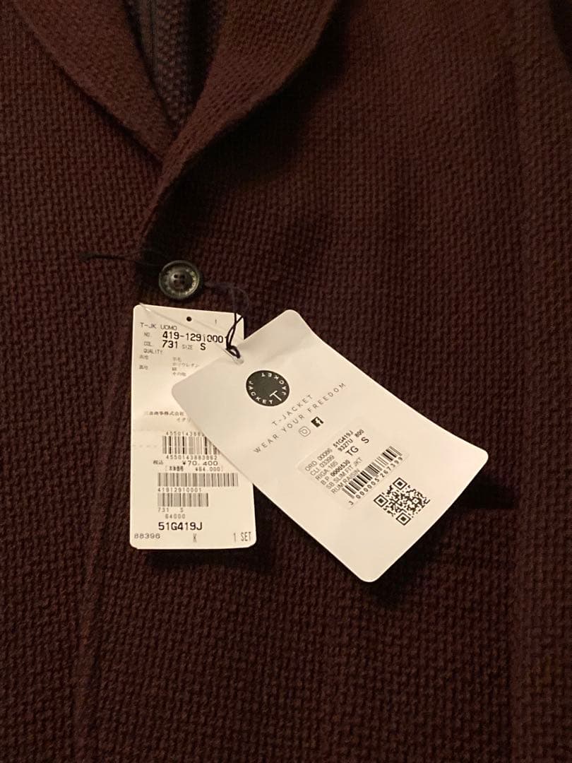新品タグ付T-JACKET バーガンディジャケット made in italy