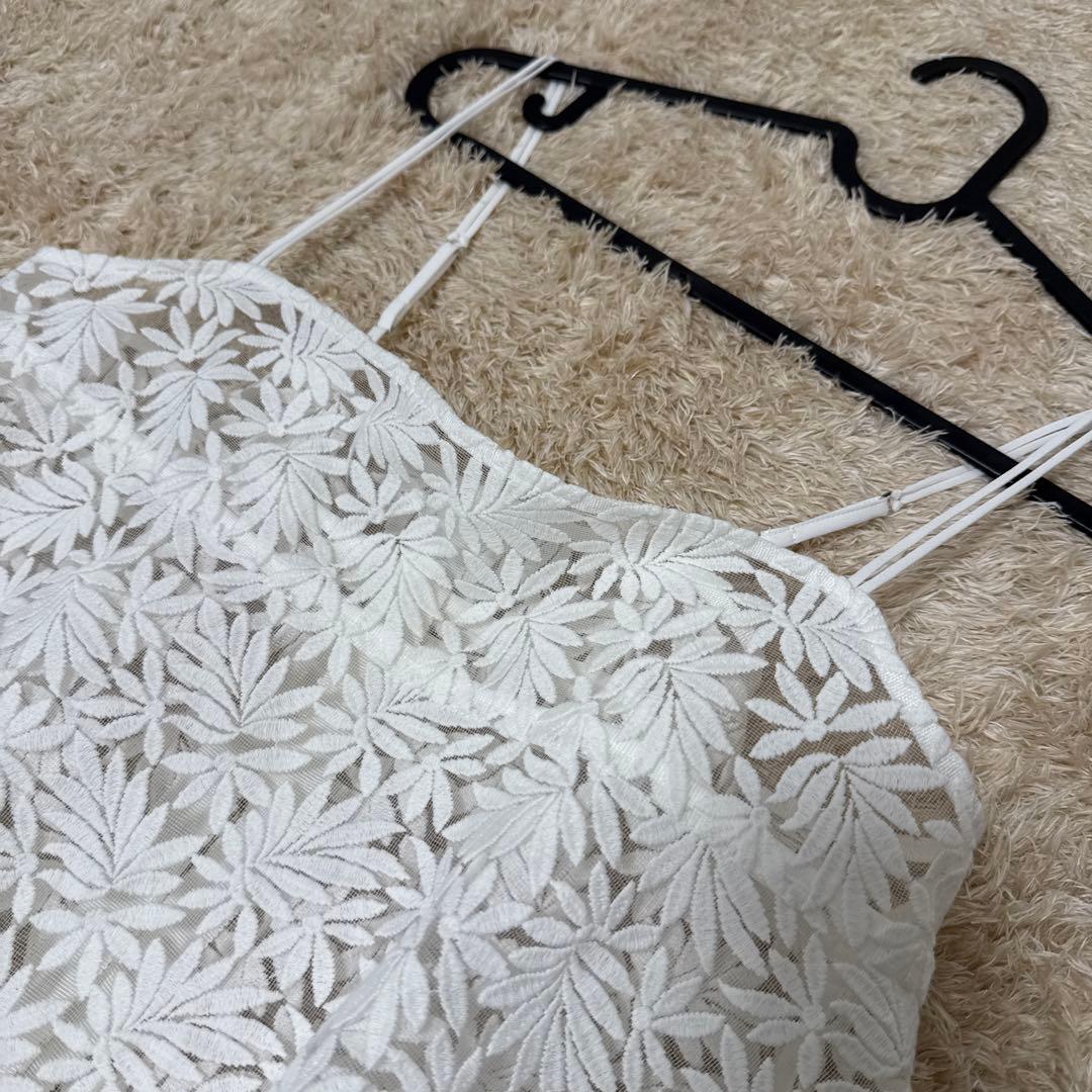【美品】IENA レースショートキャミソール　イエナ　刺繍　白